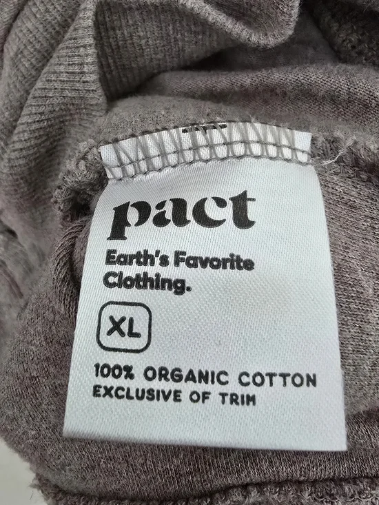 Pact 100% Organic Cotton Zip Up Hoodie in Heather Taupe, XL, Vguc, With Pockets - Picture 3 of 4